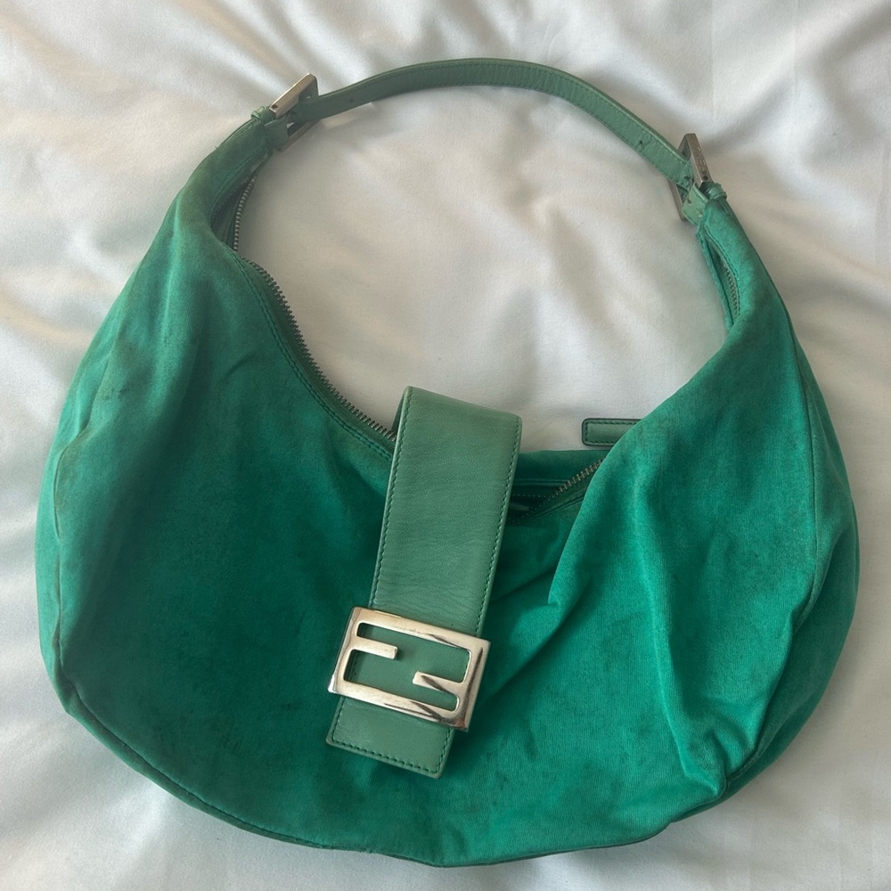2000s Fendi Green Half Moon Croissant Bag